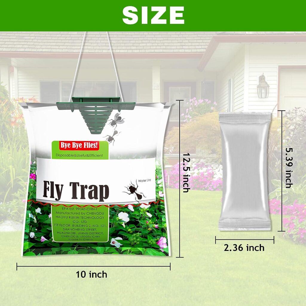 6 Pack Big Fly Bag with Bait, Ranch Fly Trap, Fly Traps Outdoor, Fly Killer, Effective Mosquito Trap Fly Catcher for Family Farm, Orchard