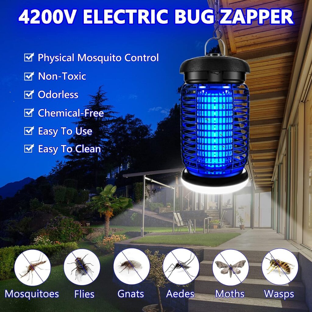 Bug Zapper with LED Light, Mosquito Zapper Outdoor Electric, Fly Zapper, Insect Zapper Electronic Fly Traps, Plug in Mosquito Killer for Indoor Outdoor Patio Yard