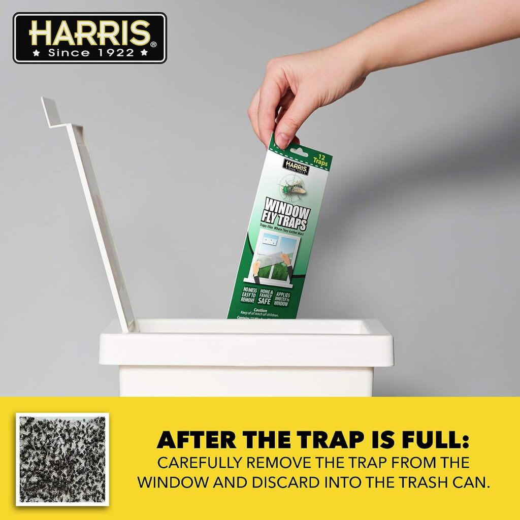 HARRIS Indoor Window Fly Strip, 12 Pack Sticky Traps Kills Flies