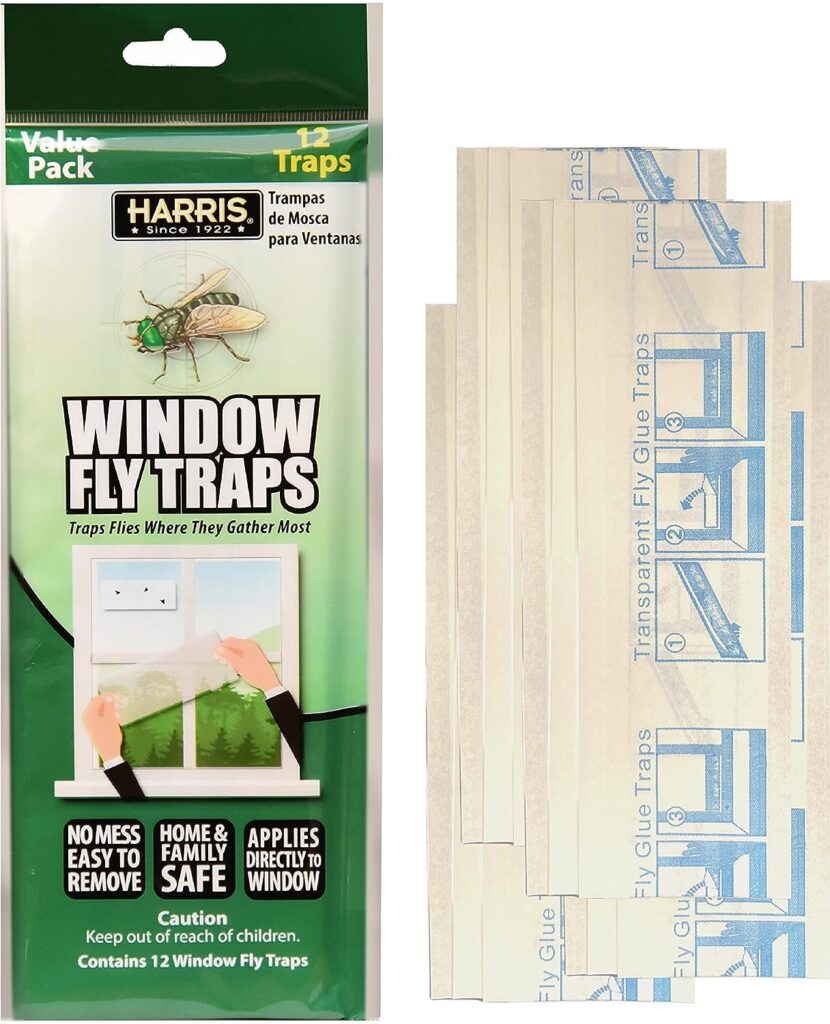 HARRIS Indoor Window Fly Strip, 12 Pack Sticky Traps Kills Flies