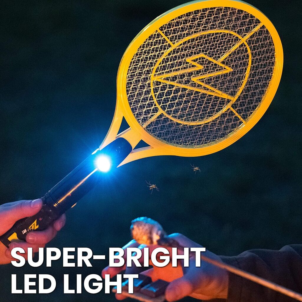 Zap It! Mini Bug Zapper - Rechargeable Mosquito, Fly Killer and Bug Zapper Racket - Flies Killer Indoor - 4,000 Volt - USB Charging, Super-Bright LED Light to Zap in The Dark - Safe to Touch