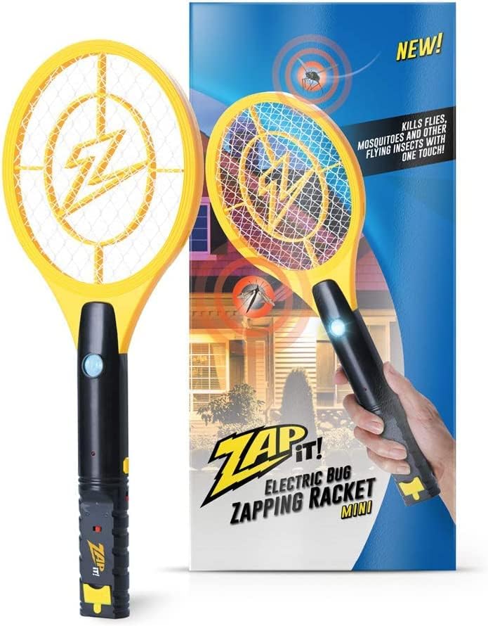 Zap It! Mini Bug Zapper - Rechargeable Mosquito, Fly Killer and Bug Zapper Racket - Flies Killer Indoor - 4,000 Volt - USB Charging, Super-Bright LED Light to Zap in The Dark - Safe to Touch