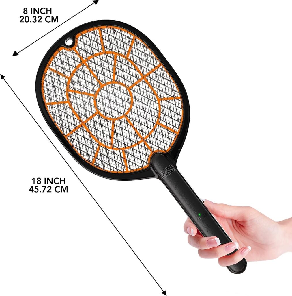 BLACK+DECKER Bug Zapper Racket – Electric Fly Swatter for Gnats, Mosquitoes,  More – Harmless-to-Humans Outdoor Bug Zapper Battery Operated – Handheld Electric Fly Swatter – Bug Zapper Indoor Racket