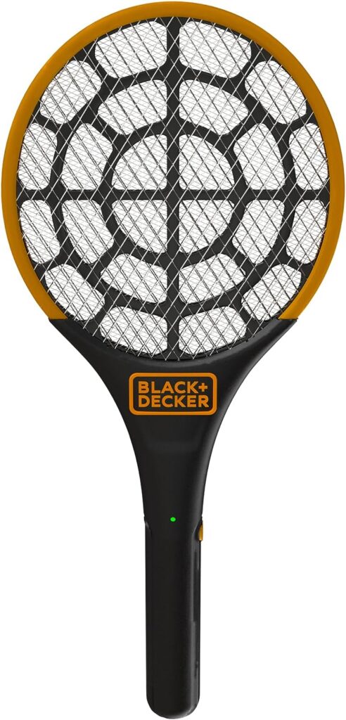 BLACK+DECKER Electric Fly Swatter- Fly Zapper- Tennis Bug Zapper Racket- Battery Powered Zapper- Electric Mosquito Swatter- Handheld Indoor  Outdoor- Non Toxic, Safe for Humans  Pets