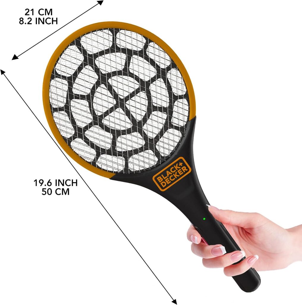 BLACK+DECKER Electric Fly Swatter- Fly Zapper- Tennis Bug Zapper Racket- Battery Powered Zapper- Electric Mosquito Swatter- Handheld Indoor  Outdoor- Non Toxic, Safe for Humans  Pets