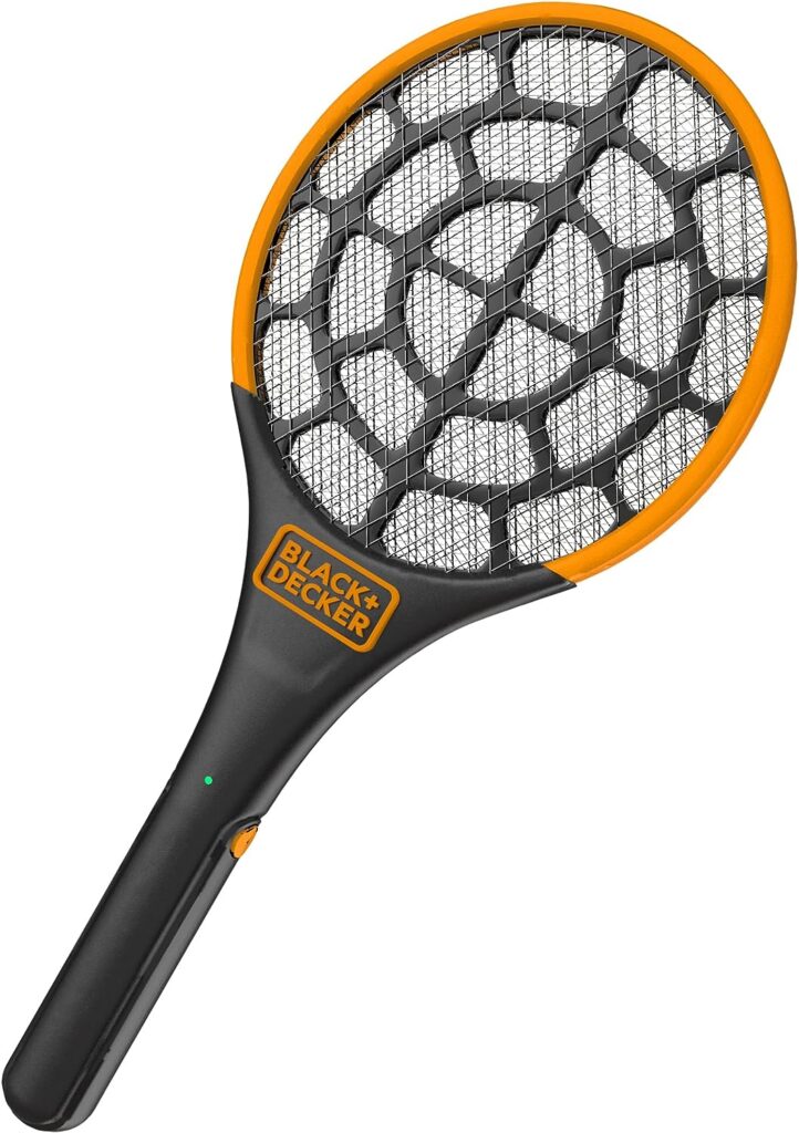 BLACK+DECKER Electric Fly Swatter- Fly Zapper- Tennis Bug Zapper Racket- Battery Powered Zapper- Electric Mosquito Swatter- Handheld Indoor  Outdoor- Non Toxic, Safe for Humans  Pets