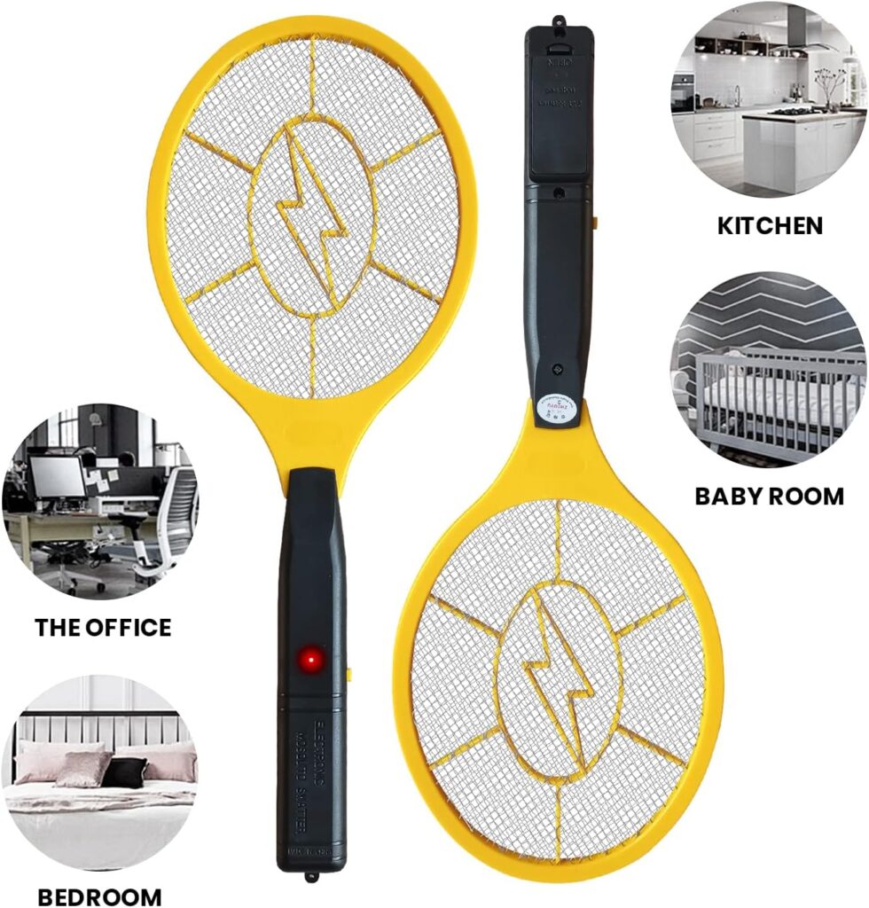 DEVOGUE® Electric Fly Swatter Bug Zapper Battery Operated Flies Killer Indoor  Outdoor Pest Control Mosquito and Insect Catcher Racket