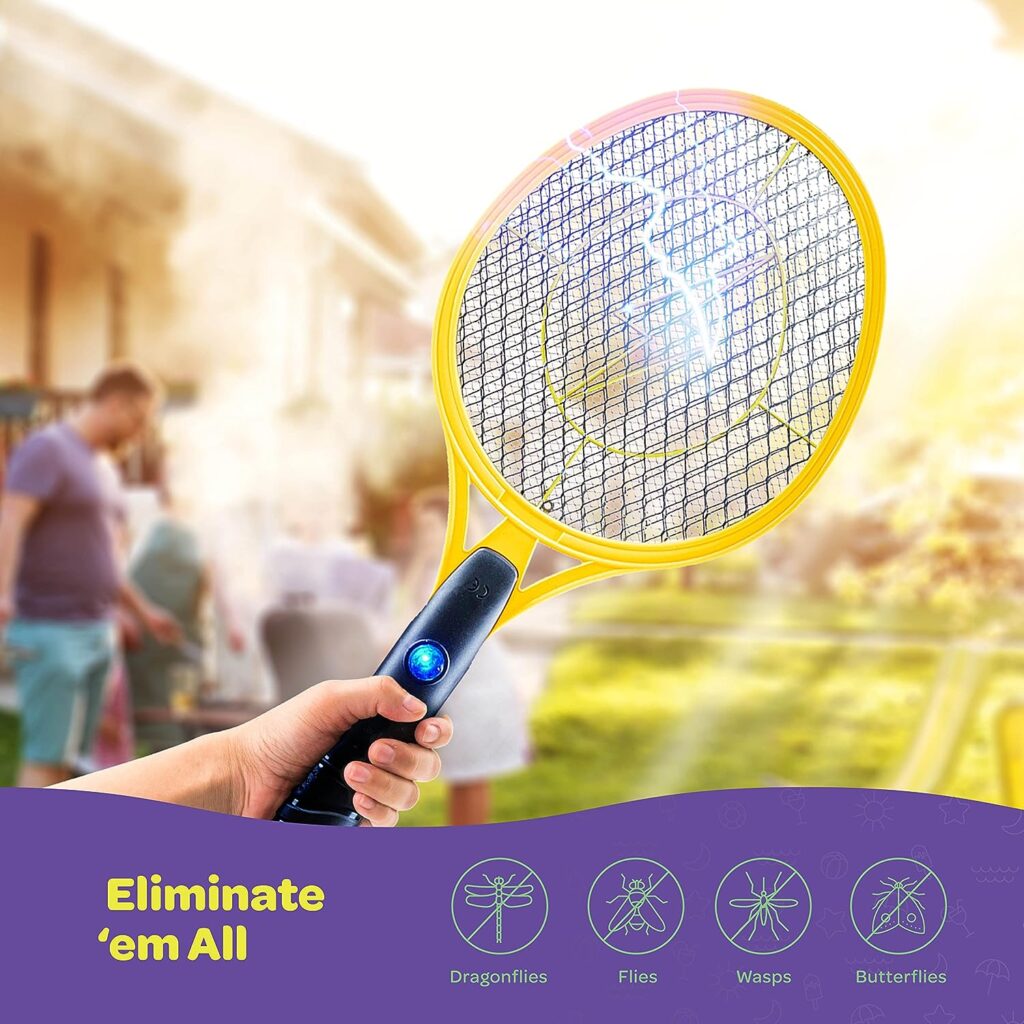 Electric Fly Swatter [Set of 2] Handheld Bug Zapper Racket for Indoor/Outdoor - 4000 Volt Fly Swatter - Instant Bug  Mosquito Killer with Attractant LED Light - USB Rechargeable Portable Fly Zapper.