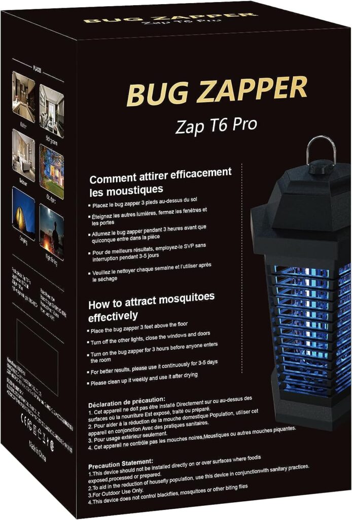 GOOTOP Bug Zapper Outdoor Electric, Mosquito Zapper, Fly Traps, Fly Zapper, Mosquito Killer, 3 Prong Plug, 90-130V, ABS Plastic Outer (Black)