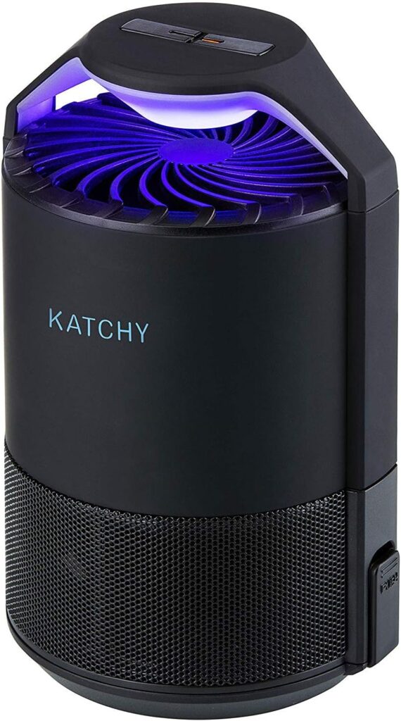 Katchy Indoor Insect Trap - Catcher  Killer for Mosquitos, Gnats, Moths, Fruit Flies - Non-Zapper Traps for Inside Your Home - Catch Insects Indoors with Suction, Bug Light  Sticky Glue (Black)