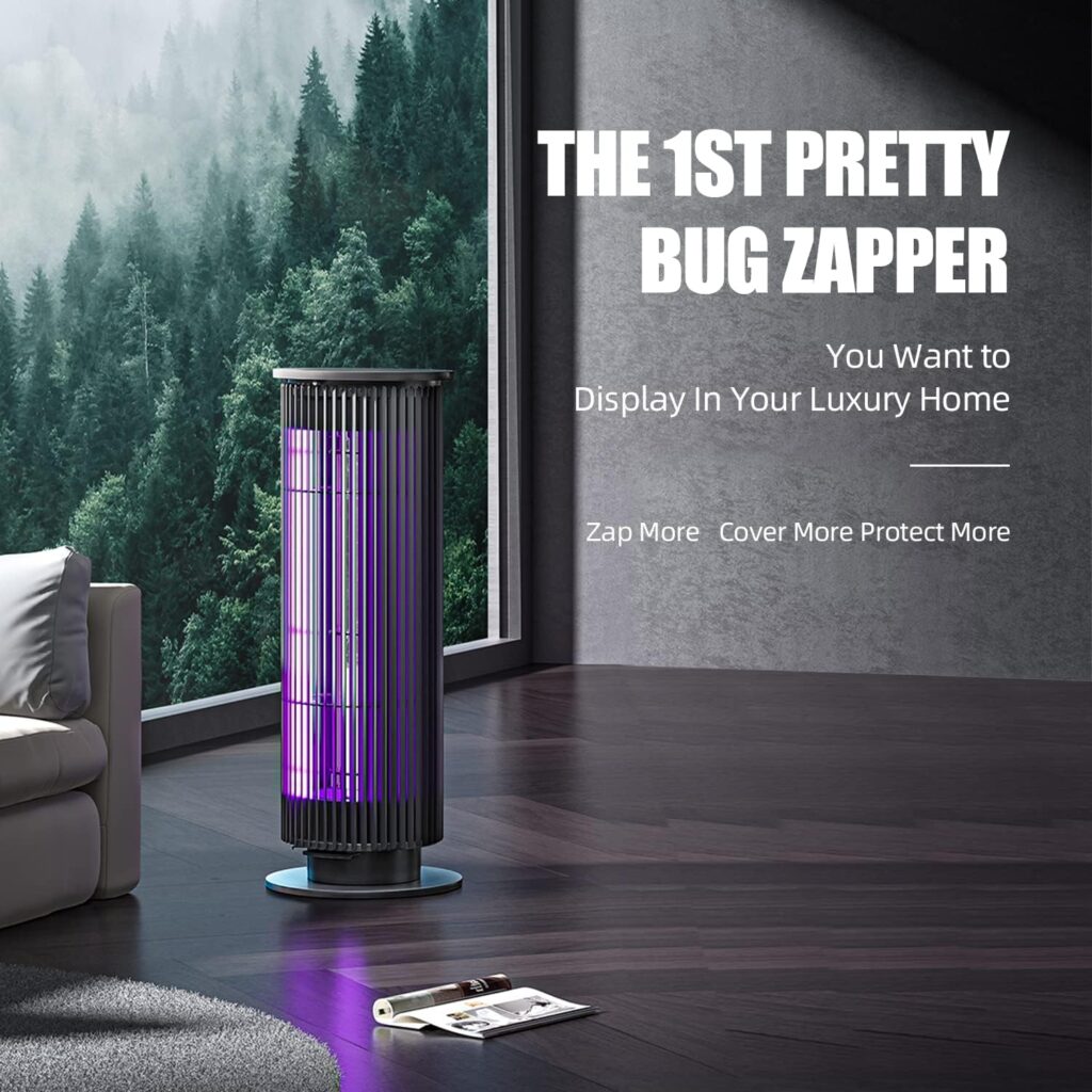 Modern Mega Bug Zapper Outdoor Indoor,Large Electric Mosquito Zapper, Heavy Duty Fly Killer 3000V,Smart Light Sensor,365 nm UV Light,Stylish Floor Lamp for Luxury Home,Villa, Lake House,Large Yard