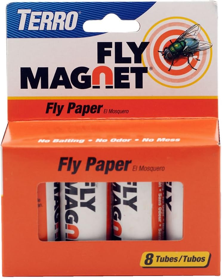 TERRO T518 Fly Magnet Sticky Fly Paper Fly Trap, 8 Count (Pack of 1)