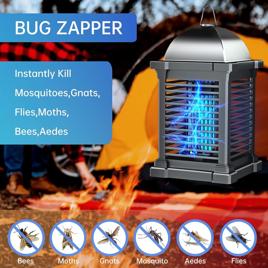 WVV Bug Zapper Outdoor, 1600V Electric Mosquito Zappers Killer, Waterproof Insect Fly Trap,Electronic Light Bulb Lamp for Outdoor and Indoor