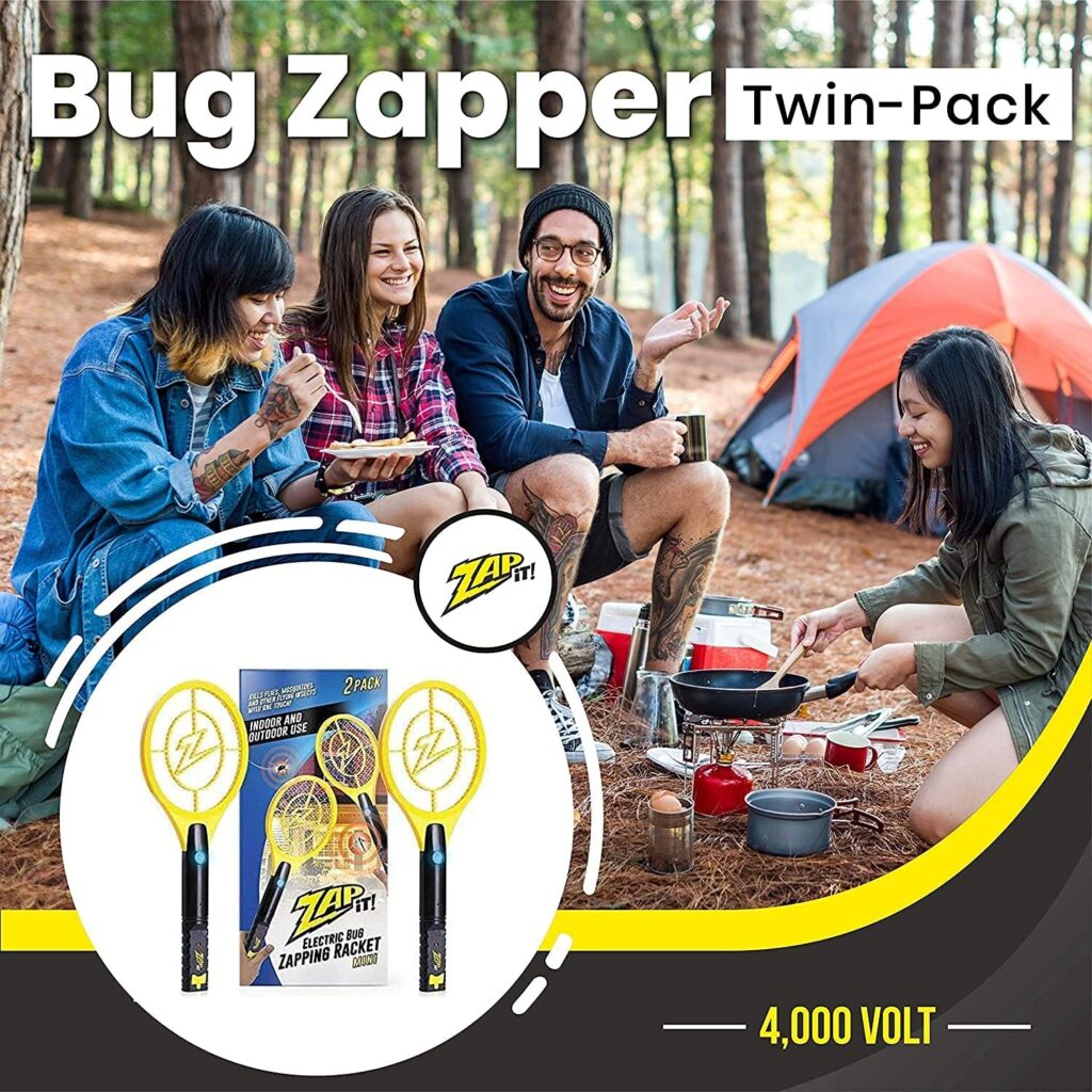 ZAP iT! Electric Fly Swatter Racket  Mosquito Zapper - High Duty 4,000 Volt Electric Bug Zapper Racket - Fly Killer USB Rechargeable Fly Zapper Indoor Safe - 2 Pack (Mini, Yellow)