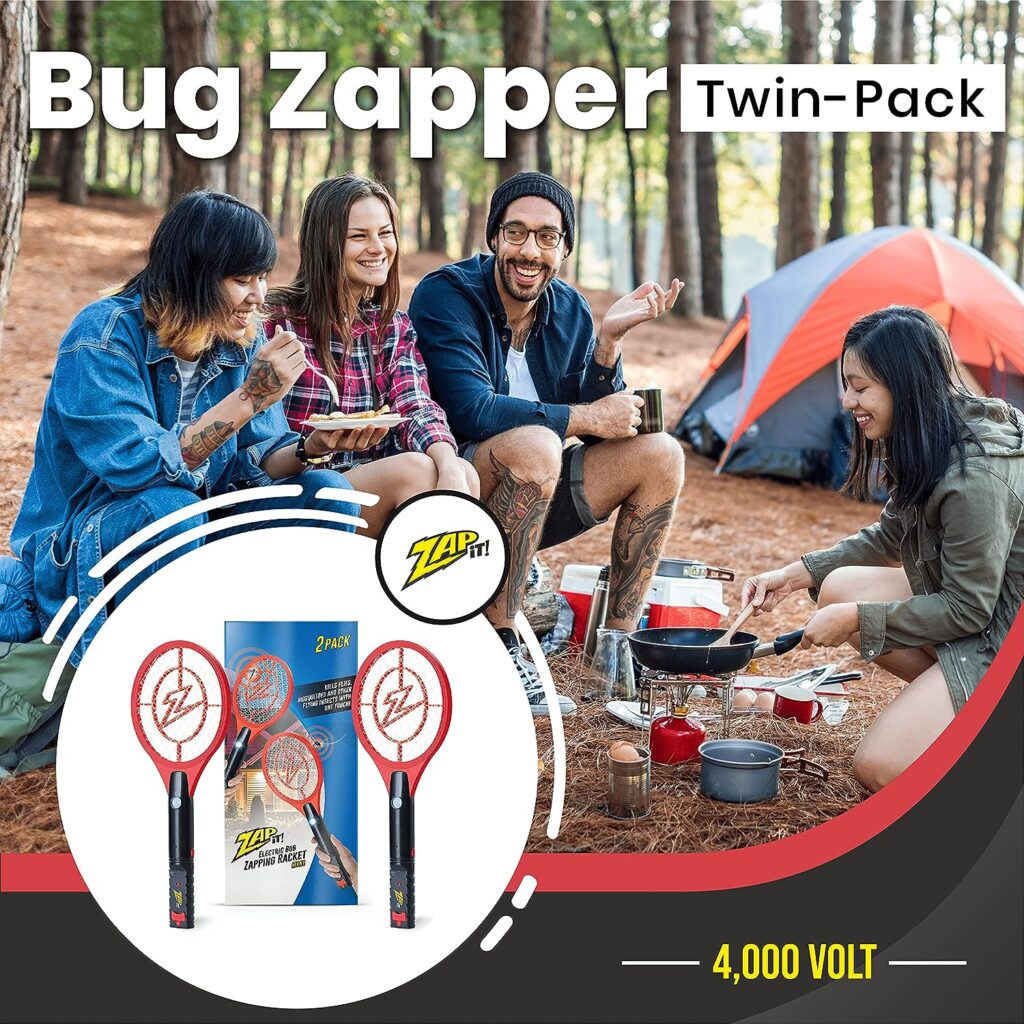 Zap It Electric Fly Swatter Racket  Mosquito Zapper Racket - Rechargeable Bug Zapper Racket - Fly Zapper Racket - Zapper Fly Swatter - Handheld Bug Zapper - 4,000 Volt, USB Charging Cable, 2 Pack